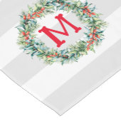 kerstwitte en grijze strepen korte tafelloper (Hoek)