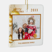 Kerstwitte goudblaasjes foto's keramisch ornament (Rechts)