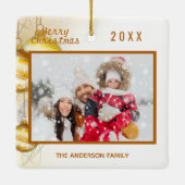 Kerstwitte goudblaasjes foto's keramisch ornament (Achterkant)