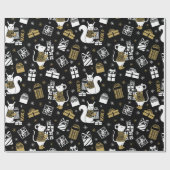 Kerstwitte gouden muizencadeaus cadeaupapier (Vlak)