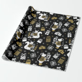 Kerstwitte gouden muizencadeaus cadeaupapier (Uitgerold)