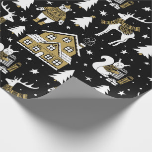 Kerstwitte gouden rendierentuin Beer Cadeaupapier