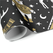 Kerstwitte gouden rendierentuin Beer Cadeaupapier (Rol Hoek)