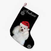 kerstwitte hond gepersonaliseerd in het uitzetten kleine kerstsok (Voorkant (Hangend))