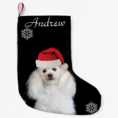 kerstwitte hond gepersonaliseerd in het uitzetten kleine kerstsok (Voorkant)