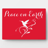 Kerstwitte Hummingbird Peace on Earth Fotoplaat (voorkant)