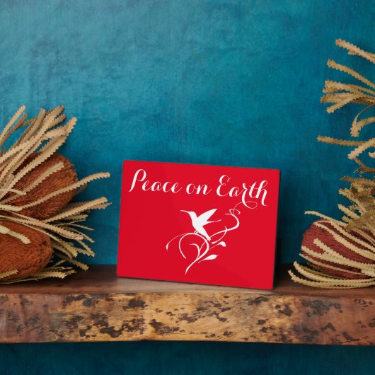 Kerstwitte Hummingbird Peace on Earth Fotoplaat (Zijkant)