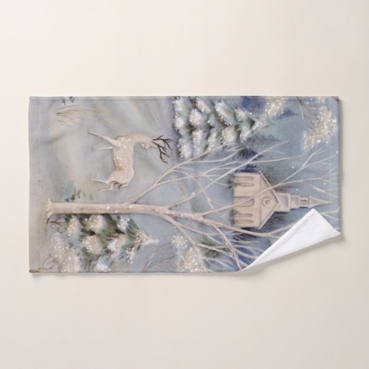 Kerstwitte kerk Deer Sparking Snow Bad Handdoek (Handdoek)