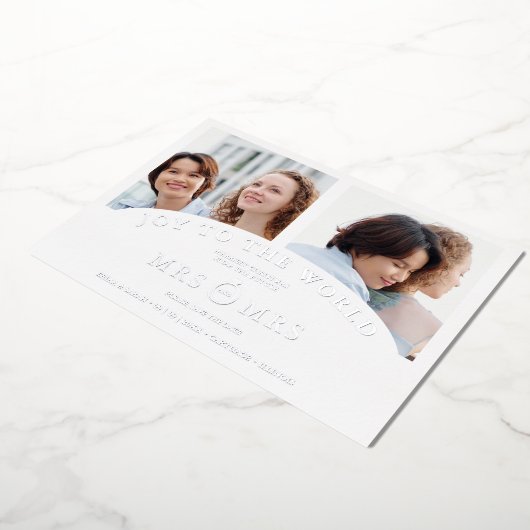 Kerstwitte kleuren Luxe Gray 2 foto's Collage Folie Uitnodiging (Gedraaid)