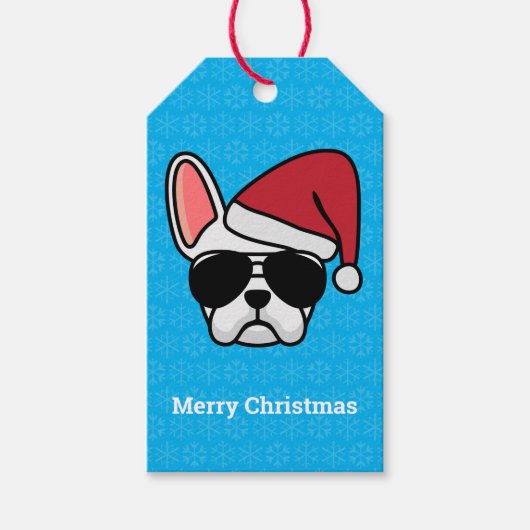 kerstwitte Labels met bulledog Gift Cadeaulabel (Voorkant)