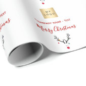 Kerstwitte logo cadeaupapier (Rol Hoek)