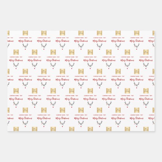 Kerstwitte logo inpakpapier vel (Voorkant)