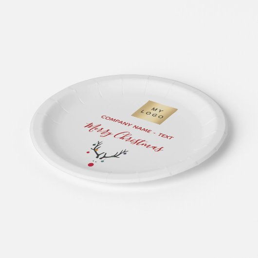Kerstwitte logo papieren bordje (Gekanteld)