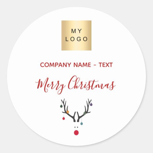Kerstwitte logo ronde sticker (Voorkant)