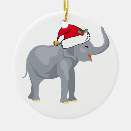 Kerstwitte olifant keramisch ornament (Voorkant)