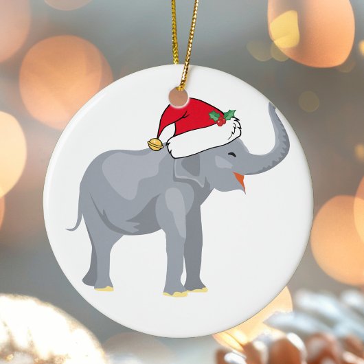 Kerstwitte olifant keramisch ornament
