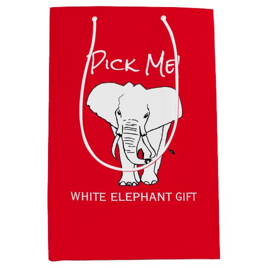 Kerstwitte olifant met cadeaubonen medium cadeauzakje (Voorkant)