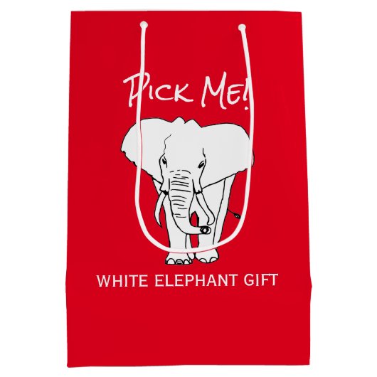 Kerstwitte olifant met cadeaubonen medium cadeauzakje (Achterkant)