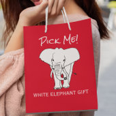 Kerstwitte olifant met cadeaubonen medium cadeauzakje