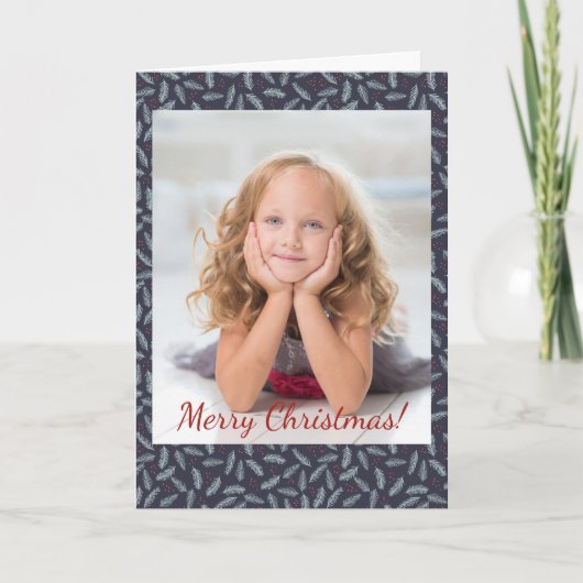 kerstwitte pine sterren feathers Berries Foto Notitiekaartje (Voorkant)