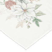 Kerstwitte Poinsettia en pijnbomen Korte Tafelloper (Hoek)