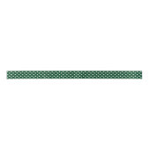 Kerstwitte poka Dot Ribbon op groen Satijnen Lint (Voorkant)