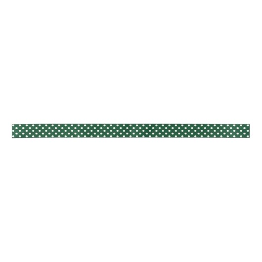 Kerstwitte poka Dot Ribbon op groen Satijnen Lint (Voorkant)