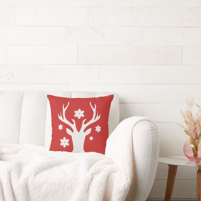 Kerstwitte rendierkop Holiday kussen (Bank)