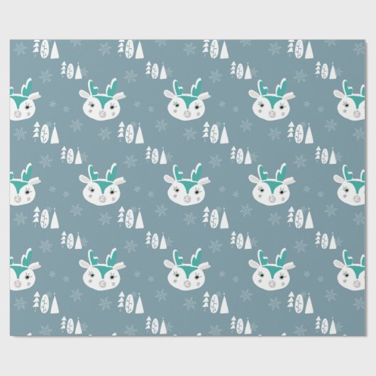 Kerstwitte rendierziekte cadeaupapier (Vlak)