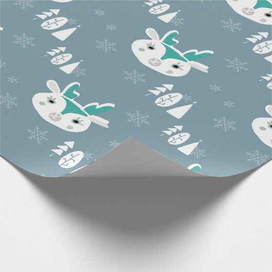 Kerstwitte rendierziekte cadeaupapier (Hoek)