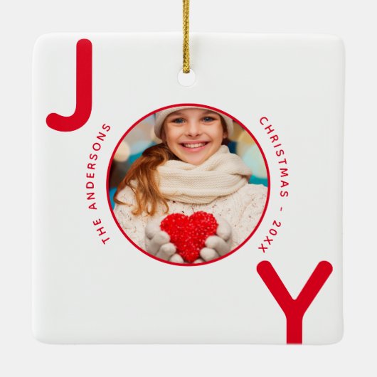 Kerstwitte rode foto, naam keramisch ornament (Achterkant)