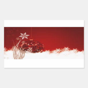Kerstwitte rode versiering rechthoekige sticker