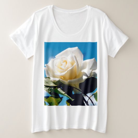 Kerstwitte roos - Het feestleven Grote Maat T-shirt (Design voorkant)