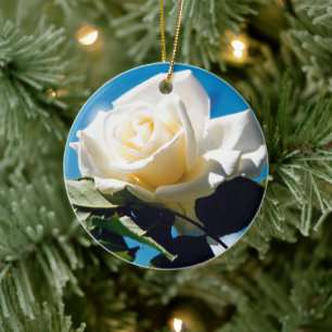 Kerstwitte roos - Het feestleven Keramisch Ornament