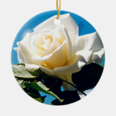 Kerstwitte roos - Het feestleven Keramisch Ornament (Voorkant)