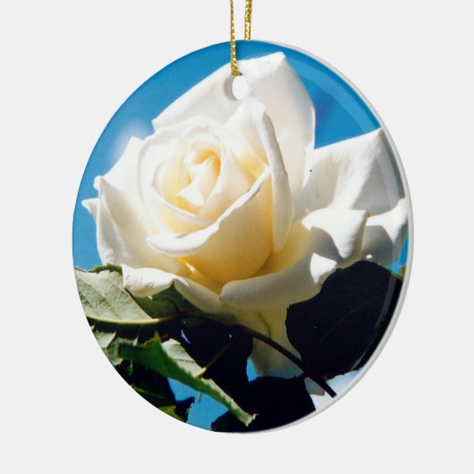 Kerstwitte roos - Het feestleven Keramisch Ornament (Links)