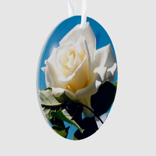 Kerstwitte roos - Het feestleven Ornament (voorkant)