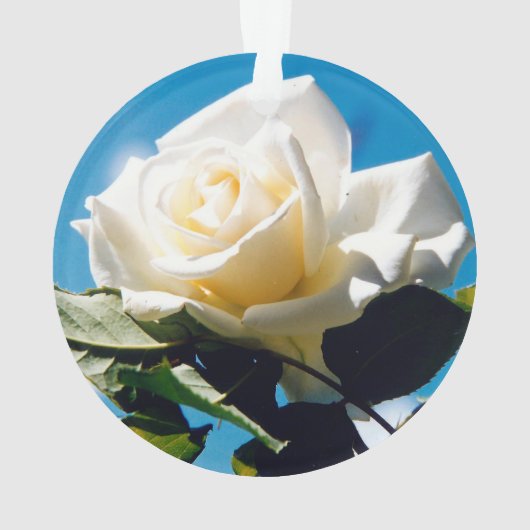 Kerstwitte roos - Het feestleven Ornament (achterkant)