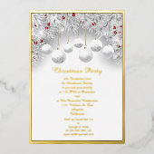 Kerstwitte sneeuw Baubles Echte Folie Folie Feestdagenkaart (Voorkant)