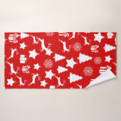 Kerstwitte sneeuwvlok op abstracte rode bakkerij badhanddoek (Badhanddoek)