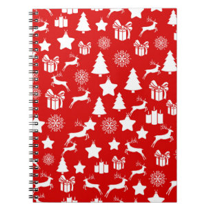 Kerstwitte sneeuwvlok op abstracte rode bakkerij notitieboek