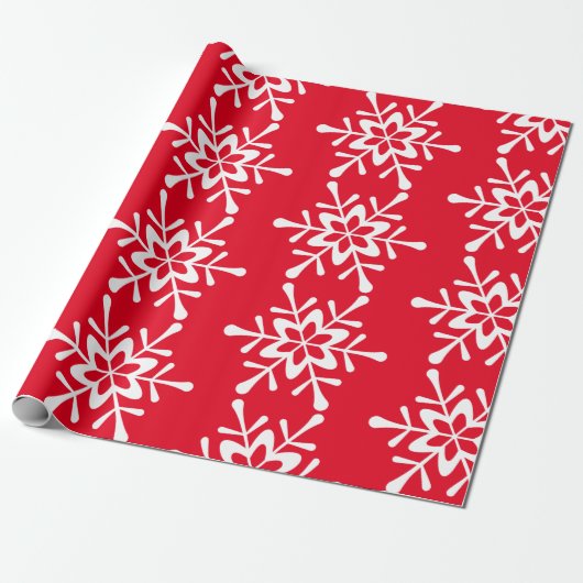 kerstwitte sneeuwvlok rode rugzak cadeaupapier (Uitgerold)