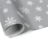 Kerstwitte sneeuwvlokken op grijze achtergrond cadeaupapier (Rol Hoek)