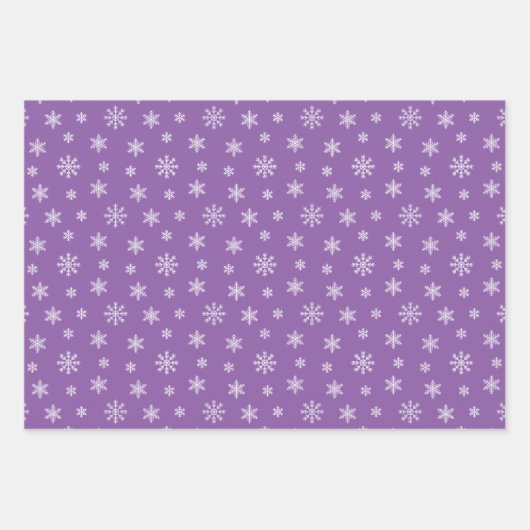 Kerstwitte sneeuwvlokken op paarse achtergrond inpakpapier vel (Voorkant)