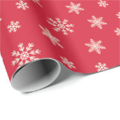 Kerstwitte sneeuwvlokken op rode achtergrond cadeaupapier (Rol Hoek)