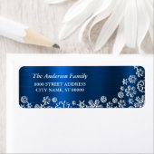 Kerstwitte snowflakes Navy Blue Etiket (Insitu)