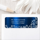 Kerstwitte snowflakes Navy Blue Etiket (Insitu)
