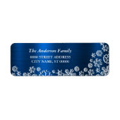 Kerstwitte snowflakes Navy Blue Etiket (Voorkant)