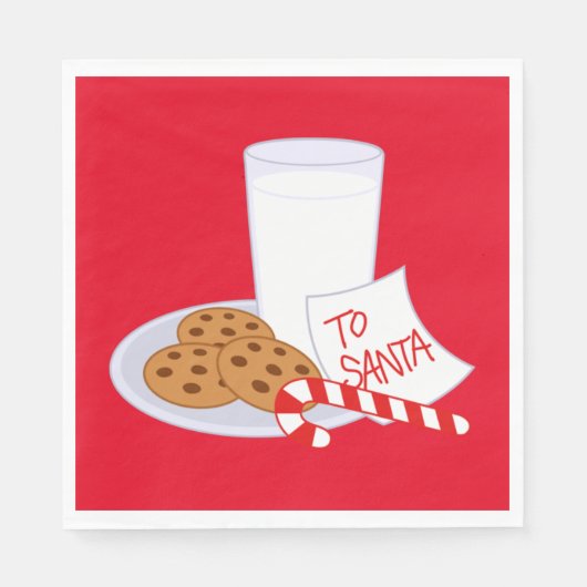 Kerstwitte standaard Napkin/Cookies en melk Servetten (Voorkant)