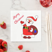 Kerstwitte standaard Napkin/Waving Santa Servetten (Insitu)